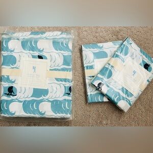 Pottery Barn Kids Blue and White Surf Duvet Cover